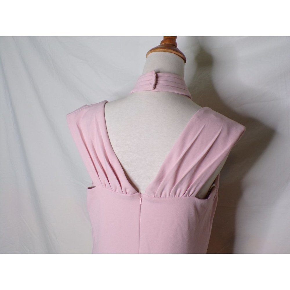 TADASHI SHOJI Cap Sleeve Cross Neck Trumpet Gown Dress Dusty Rose Large 10-12 - Picture 11 of 12